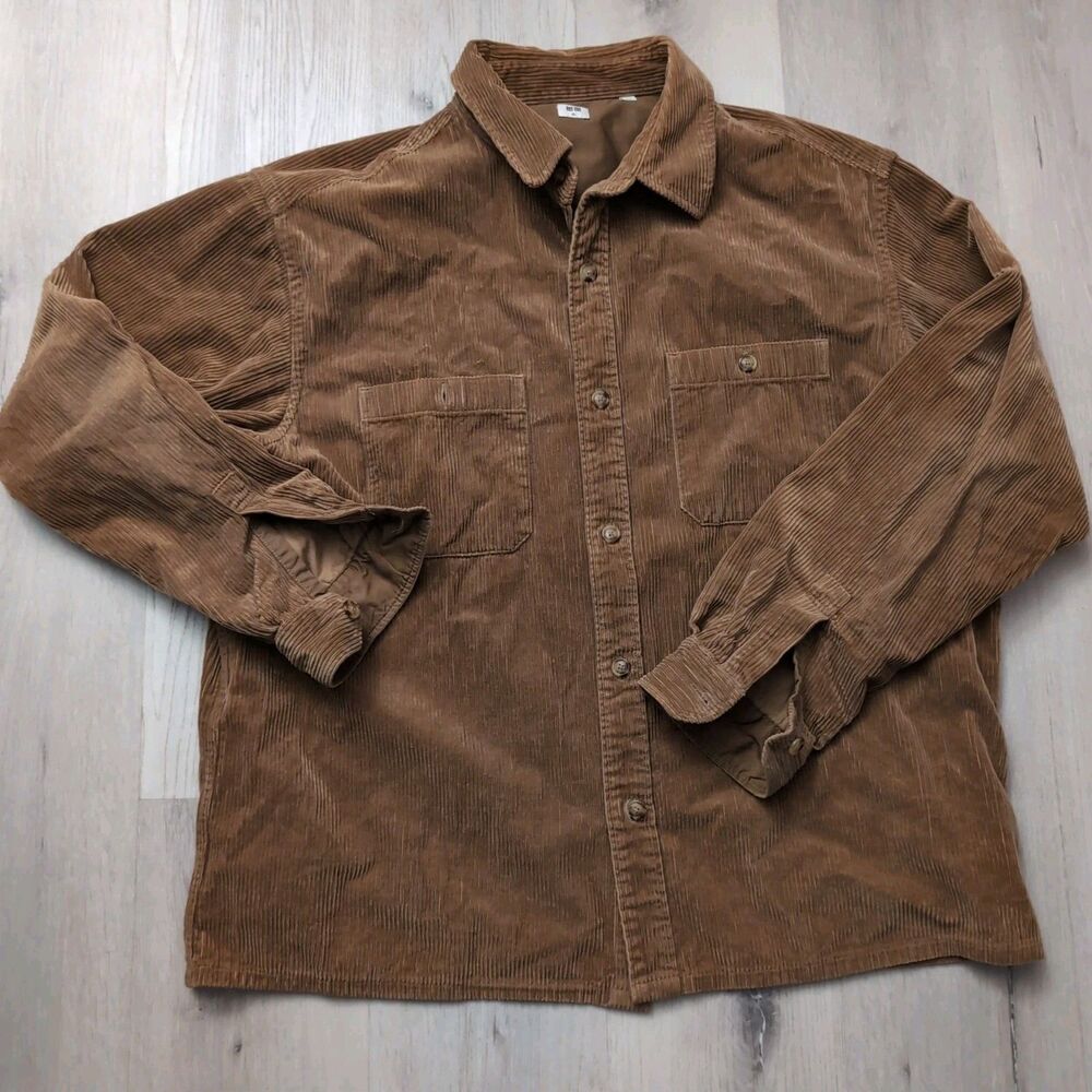 Uniqlo Corduroy Long Sleeve Work Shirt Men's Size XL Brown Uniqlo Corduroy